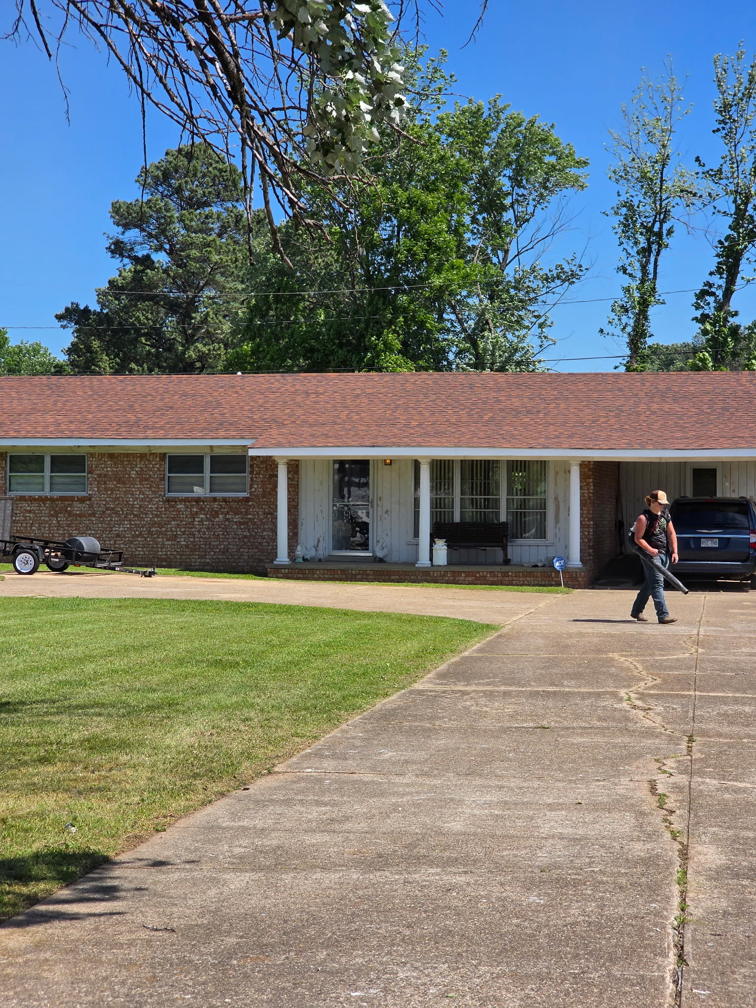Lawn mowing and yard cleanup job near Mountain View, Arkansas
